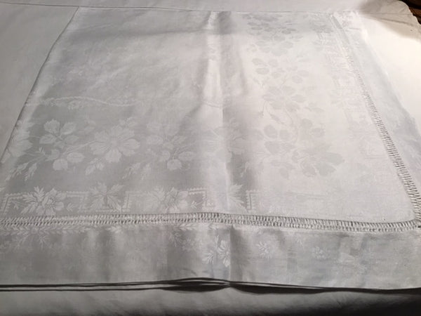 Lovely vintage square linen damask table cloth