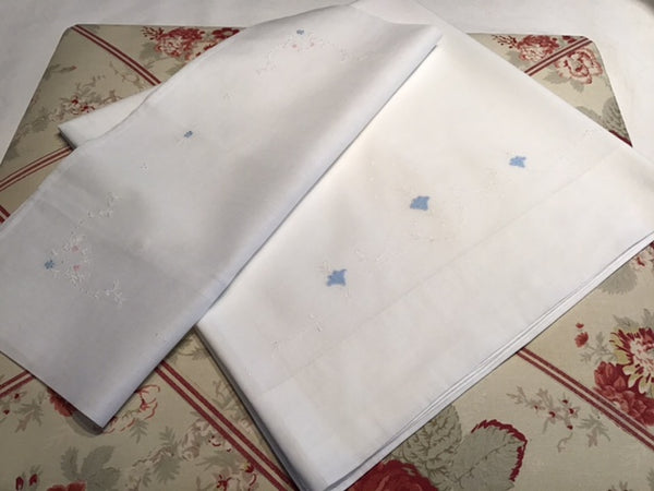 Vintage crib/pram sheet and baby pillow sham