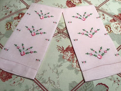 Pair of sweet vintage pink linen guest towels