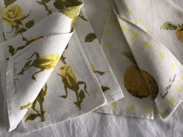 Pair of Luther Travis mid-century linen tea towels