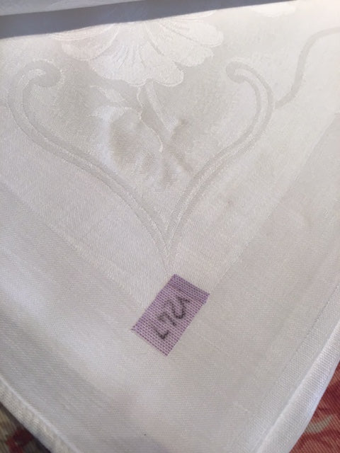 Small silky damask table cloth with monogram “CK”