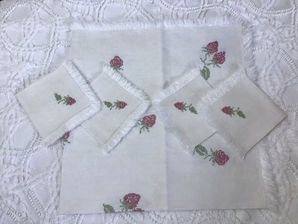 Natural Linen Weave Square tablecloth & napkins